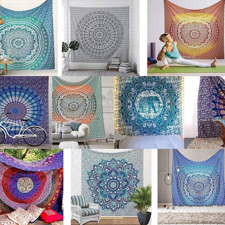 Aakriti Gallery Cotton Mandala assorted Tapestry pack of 40 for wholesale by Aakriti Inc.