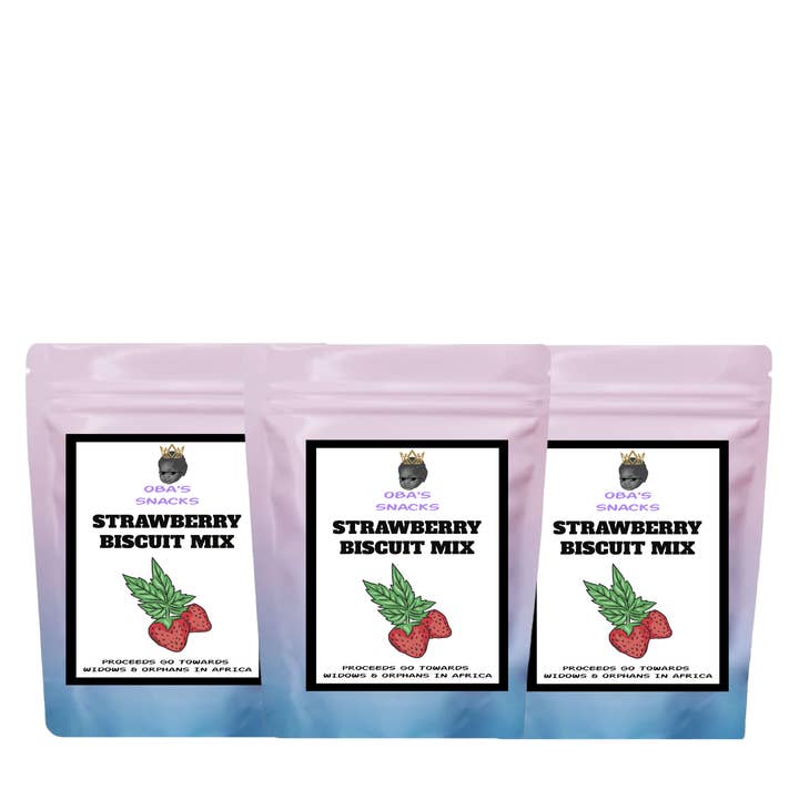 Miscela per Biscotti alla Fragola | Basta Aggiungere Latte | Confezione da 3 Piccole Quantità per la vendita all'ingrosso da parte di Oba's Snacks
