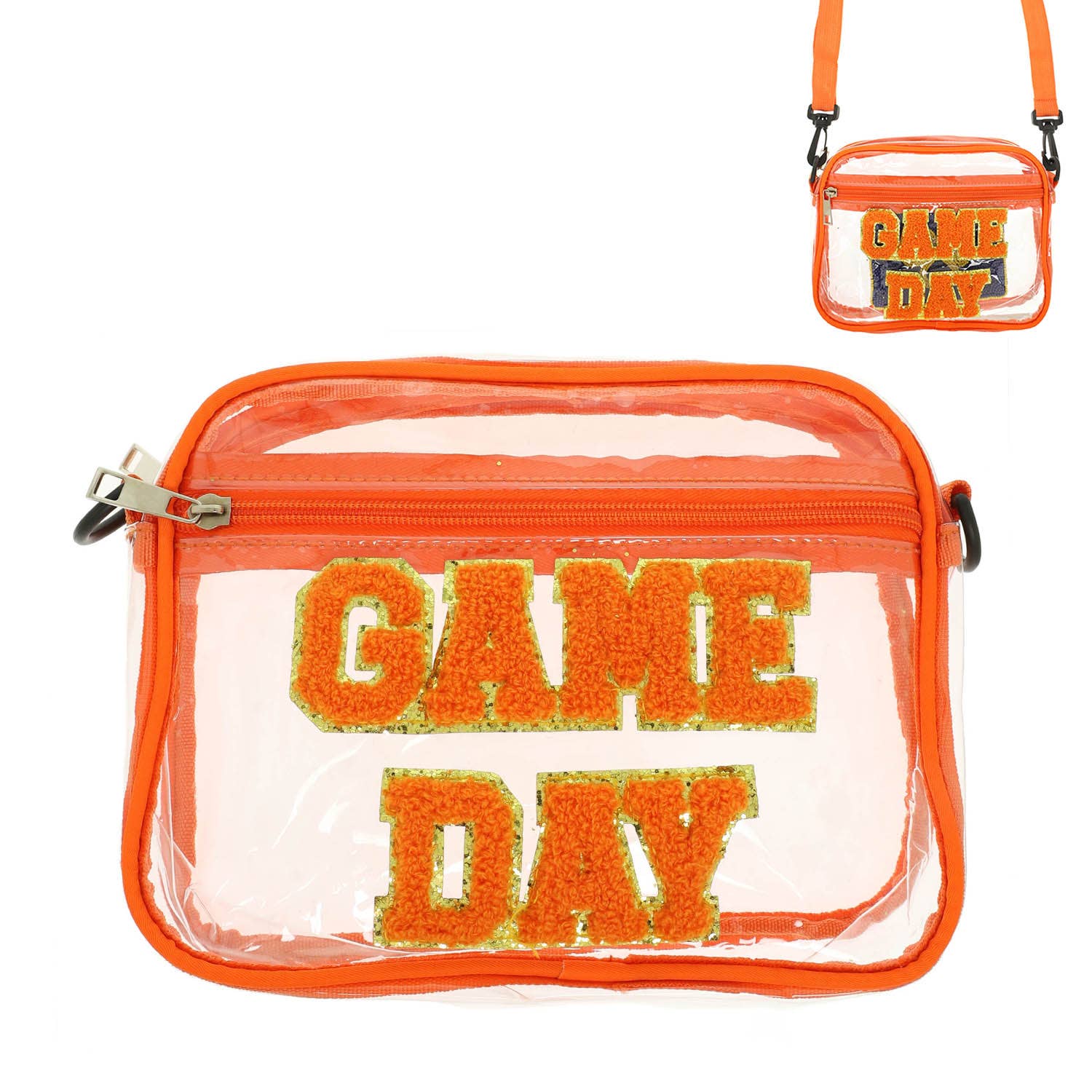 SP Sophia Collection - Wholesale Crossbody Bag - Women's - "Game Day" Fuzzy Chenille Clear Crossbody Bag0