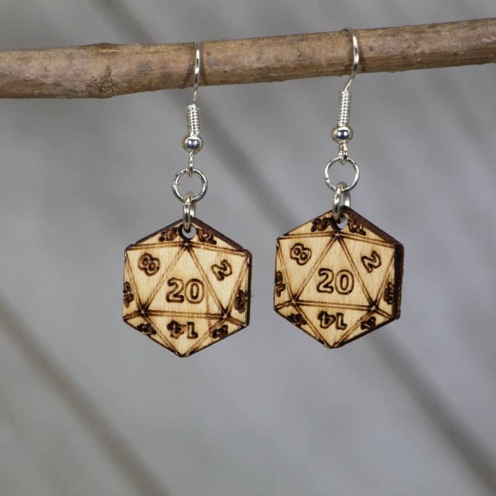 D20 Dungeon & Dragon Dice Dangle Earrings for wholesale by Cates Concepts