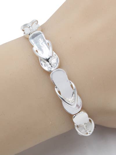 0011 PREMIERE – wholesale Charm/dangle bracelet – FR3088 Multi-Colored Flip Flop Metal Stretch Bracelet2