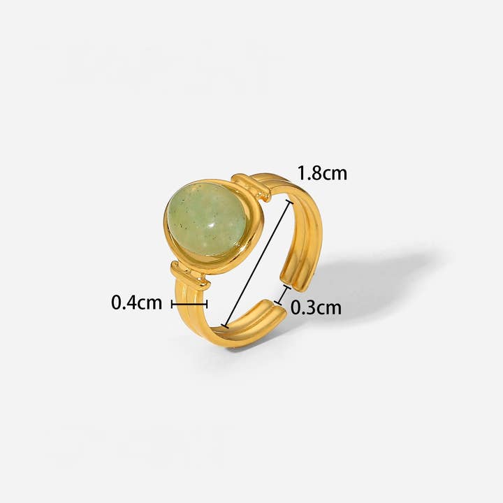 Mio Queena - Wholesale Cocktail/Statement Ring - 18K Gold-plated Stainless Steel Inlaid Stone Rings - FGS/CS48