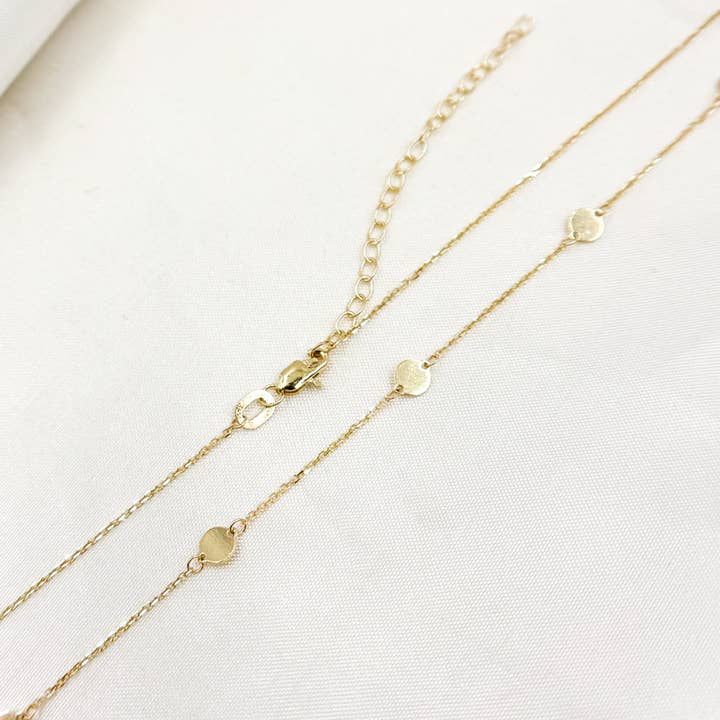 AU00514Y. Colar, Pulseira e Tornozeleira de Disco em Ouro Maciço 14K por atacado de Jewels & Chains