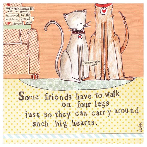 FOUR LEGS SUPPORT GREETING CARD 5.5 x 5.5" for wholesale by Calypso Cards LLC