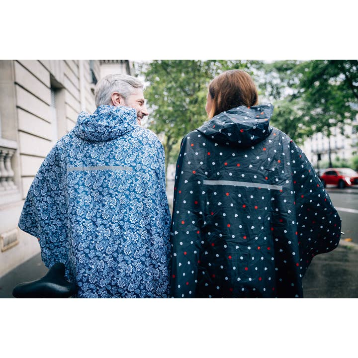 SMATI - Wholesale Poncho - Unisex - Unisex Rain Poncho in Navy Blue White Paisley5