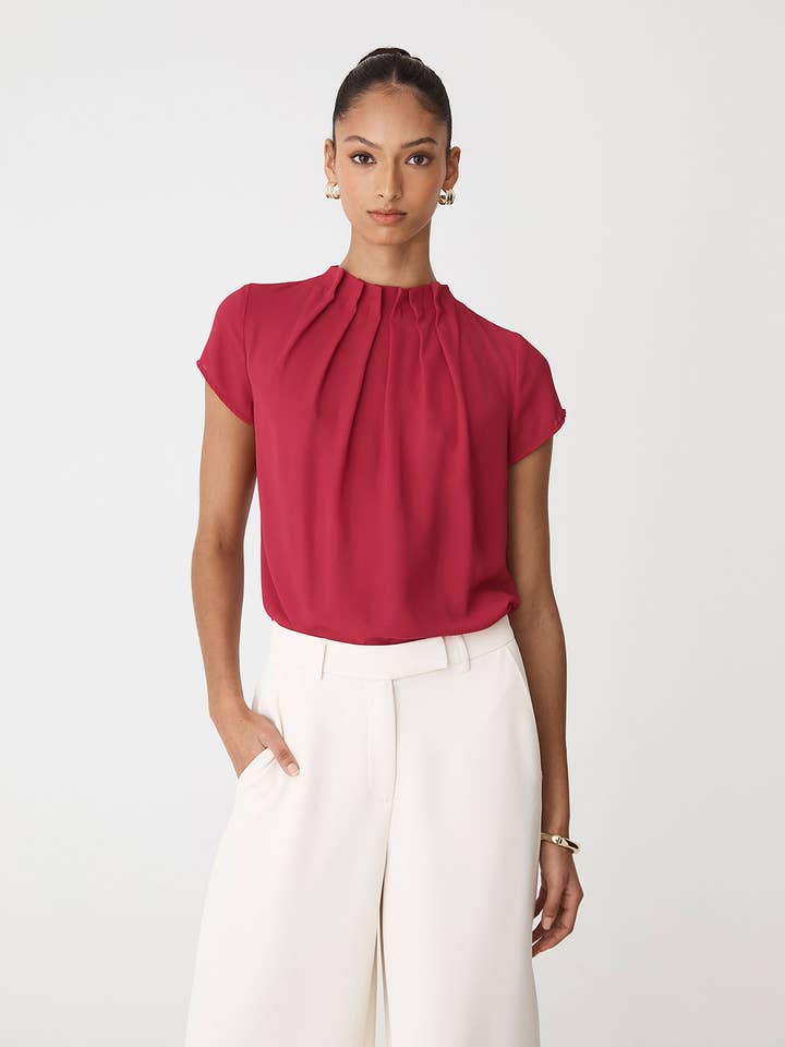 Forcast Olivia Plisserad topp med hög hals för kvinnor för wholesale av Forcast