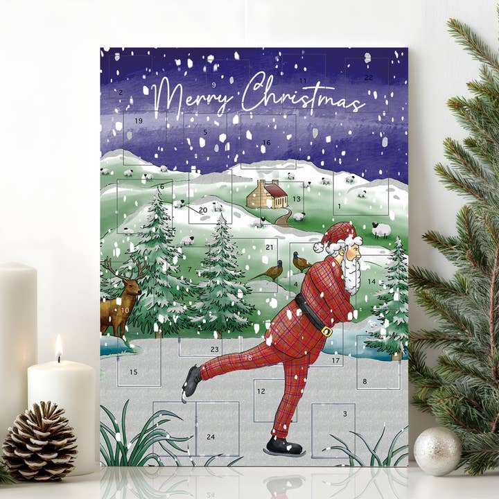 Neon Magpie - Wholesale Calendar - Tartan Santa Glitter Advent Calendar