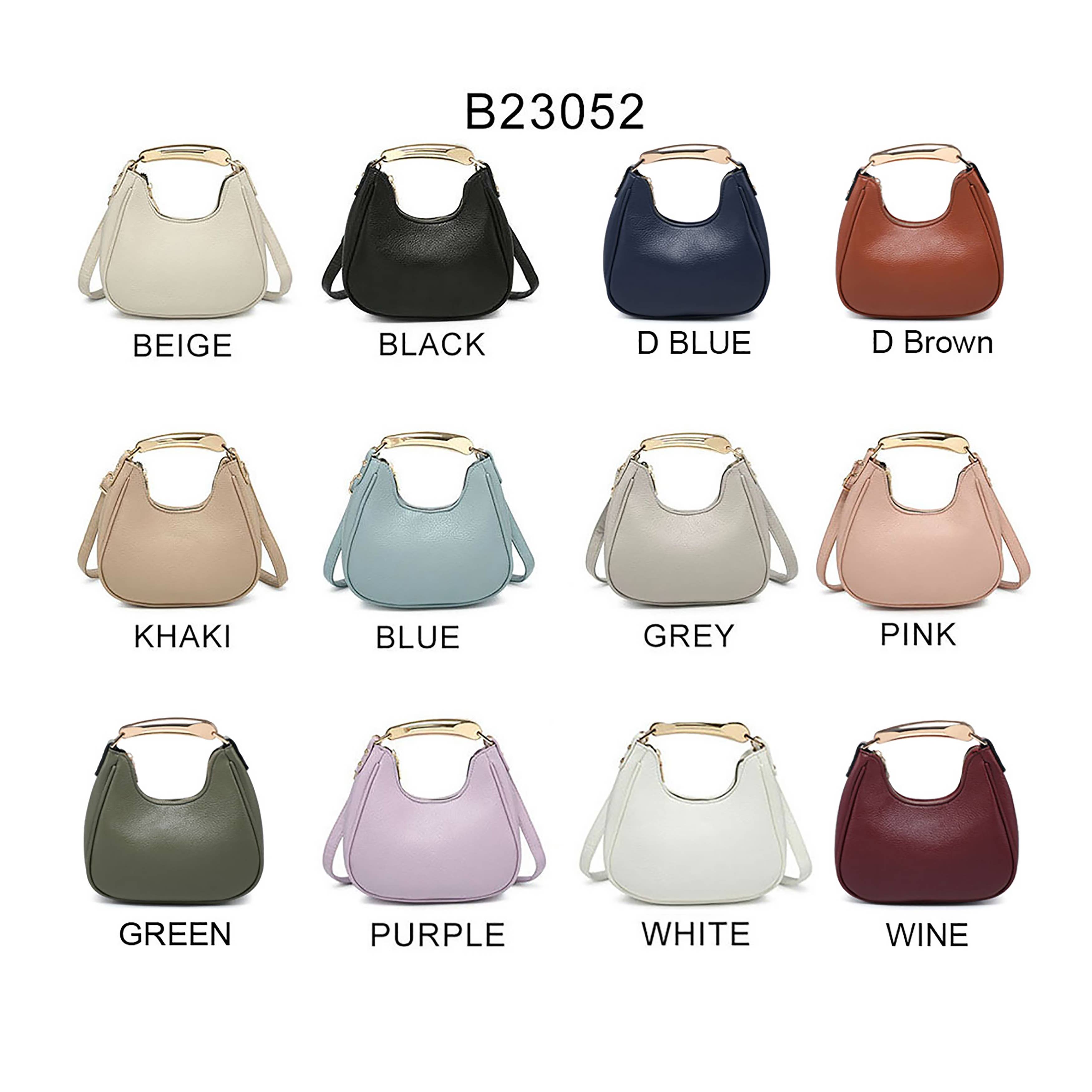 Papaya Fashion Ltd – wholesale Top handle bag – women's – B23052-Top Zip Closure Metal Handle Grab Bag16