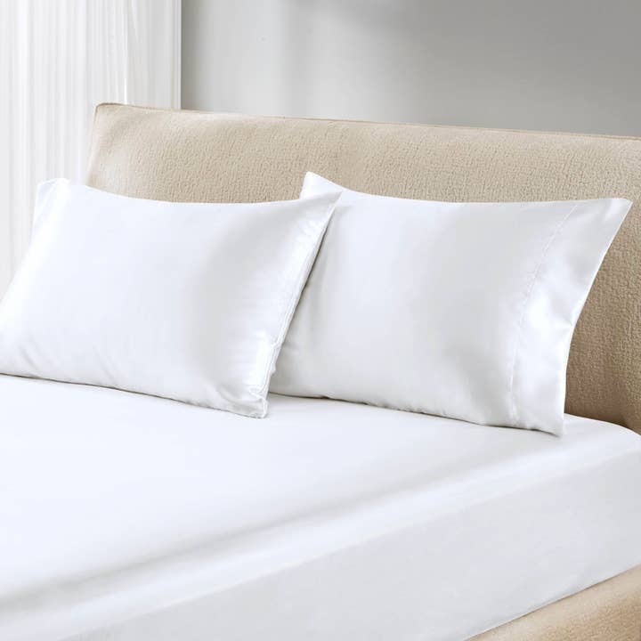 Olliix - Wholesale Bedding Pillowcase/Sham - Silky Satin Pillowcases for Hair and Skin, Set of 2, White