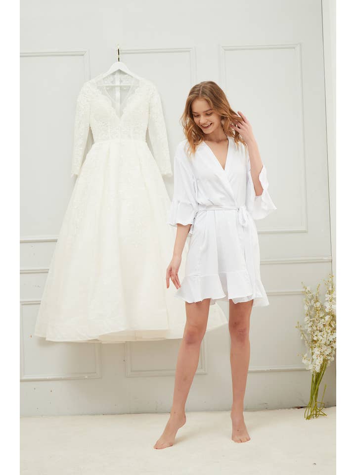 Mackleys - Wholesale Robe - Women's - PREORDER Solid Matte Satin Ruffle Robe16