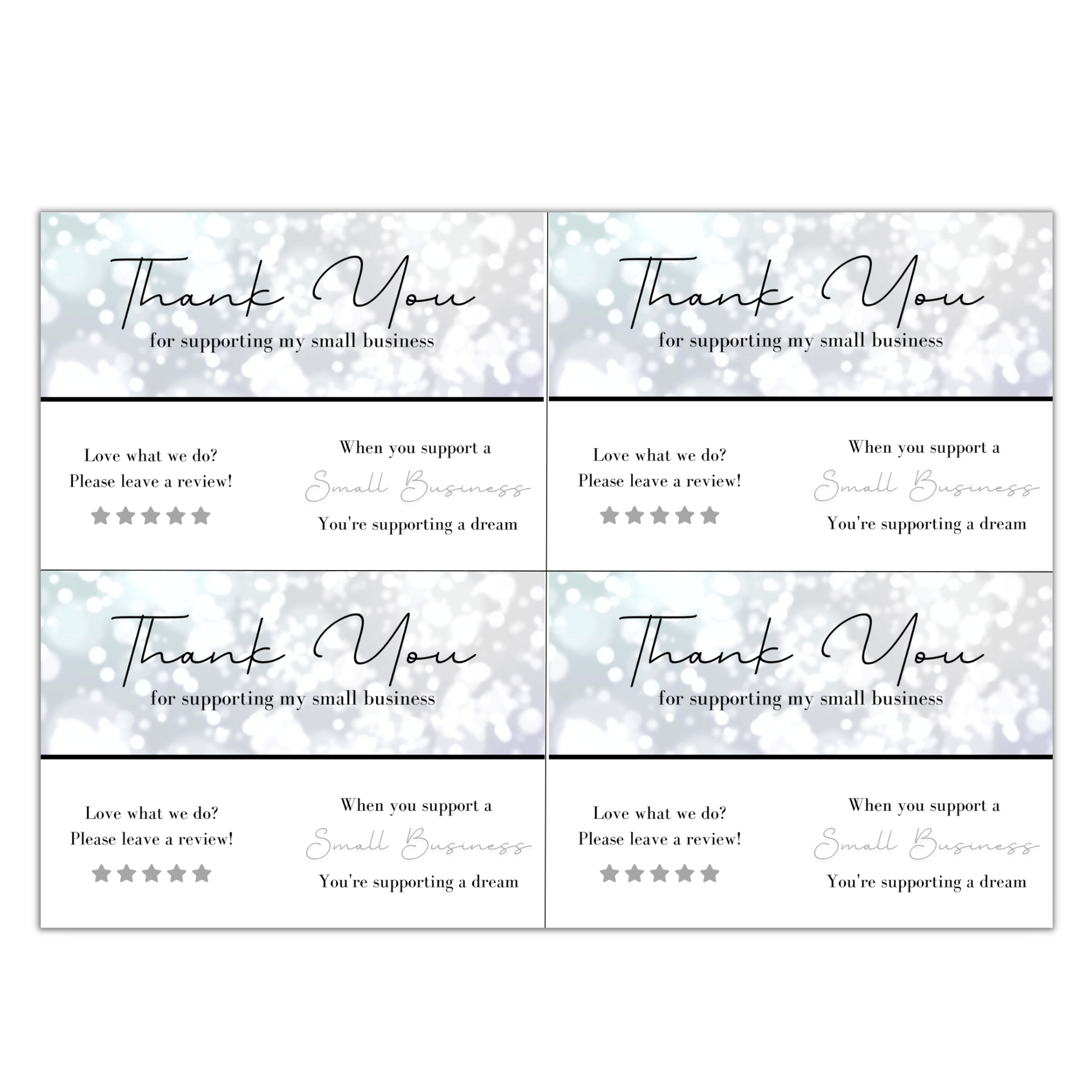 Small Biz Supplies - Wholesale Stationery/Notecard Set - Thank You Card Sheets2