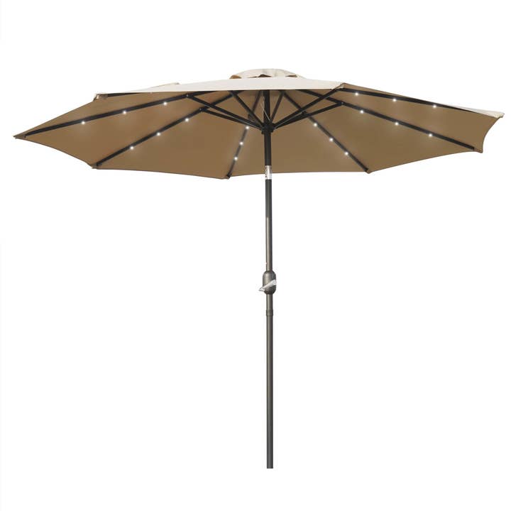 LeisureMod - Wholesale Patio Umbrella - Sierra Modern 9ft Solar LED Patio Garden Umbrella