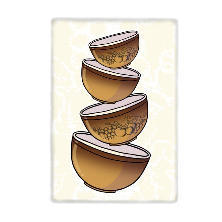 Imán Old Orchard Pyrex Bowls para venta al por mayor de Lucky Mfg. Co.