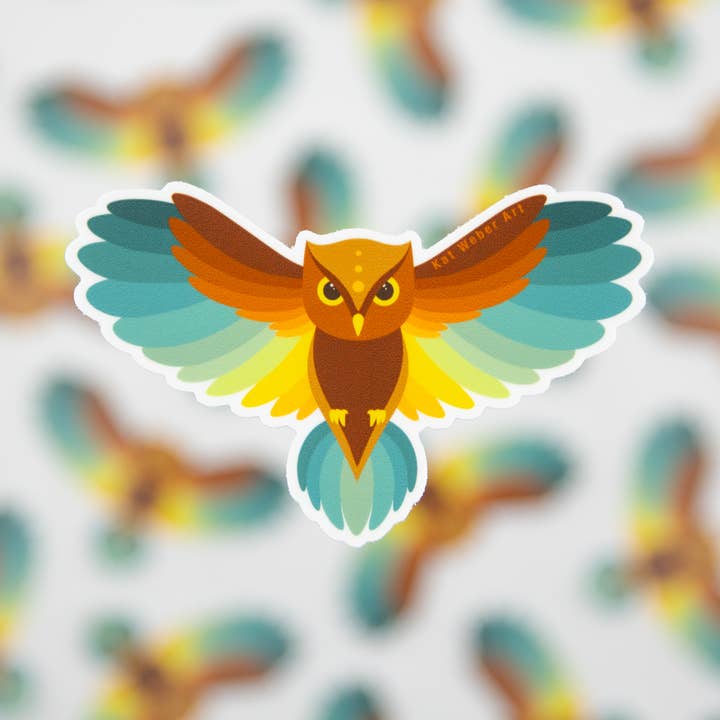 Owl Sticker for wholesale by Kat Weber Art
