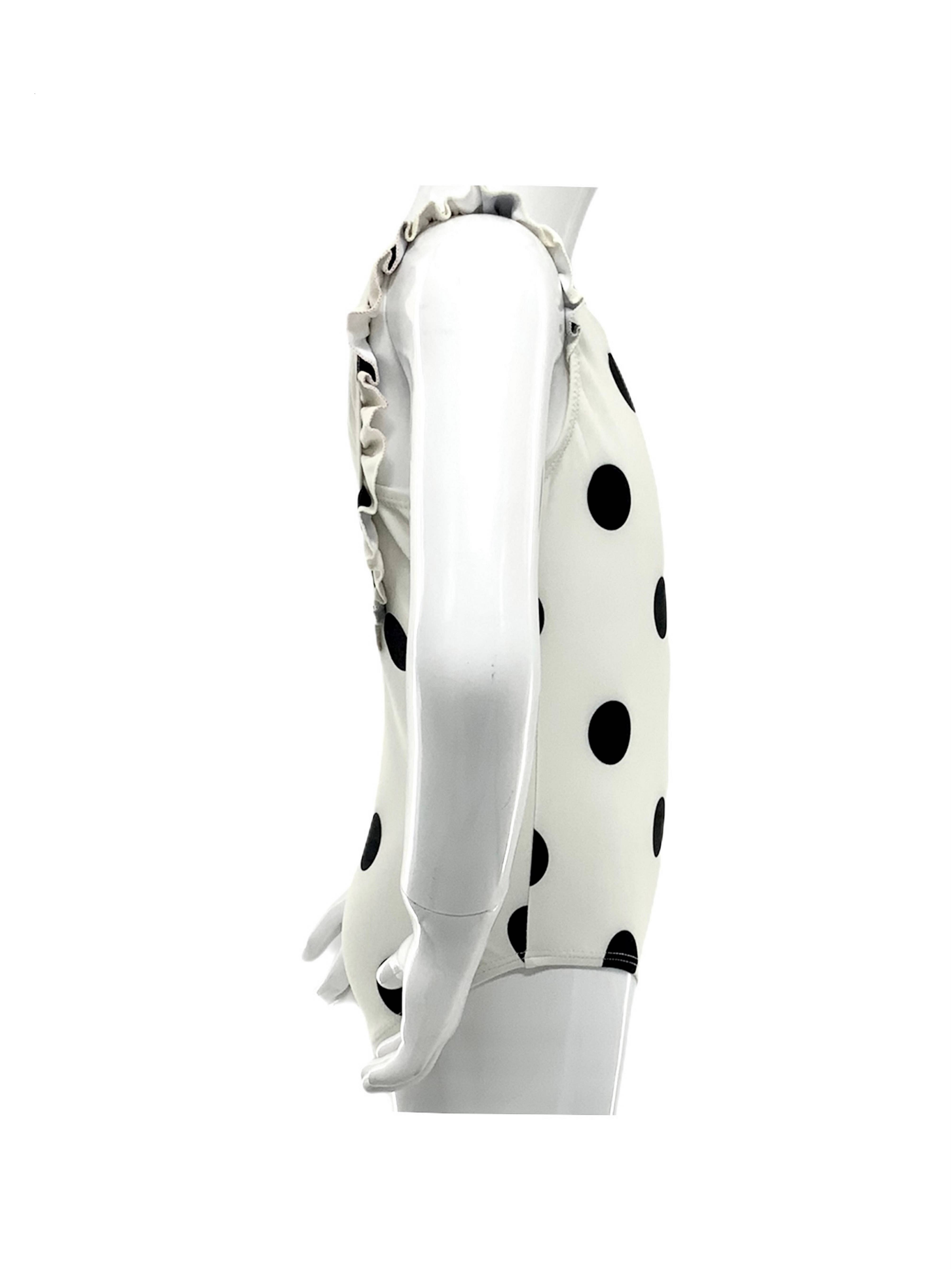 MARINA WEST SWIM - Wholesale Zwempak - Kinderen - Tank 1st met ruches rond schouder Upf 50+ Cream/Blk Dot1