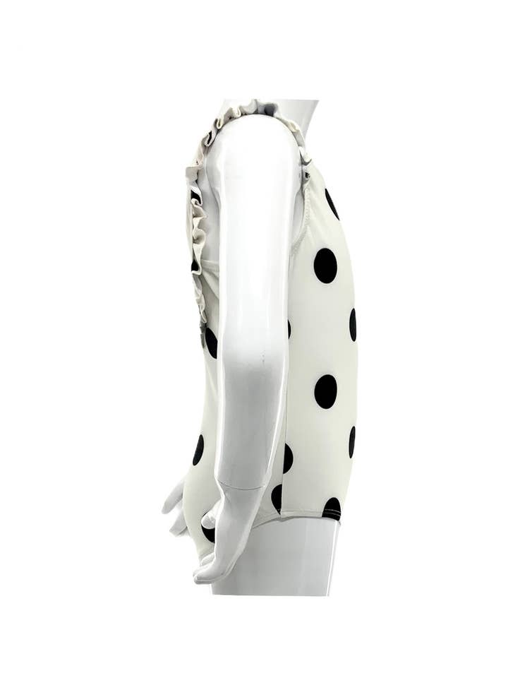 MARINA WEST SWIM - Wholesale Zwempak - Kinderen - Tank 1st met ruches rond schouder Upf 50+ Cream/Blk Dot1