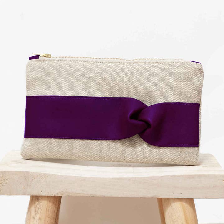 Beutel - Naturhanf, karminrotes Leder für den Großhandel von Fossette