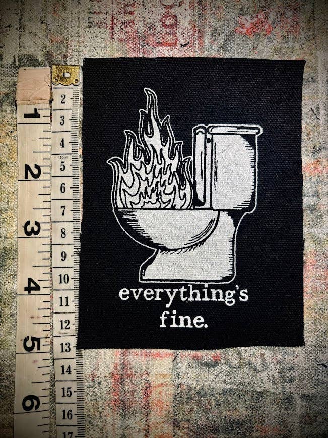Three Raccoons - Wholesale Patch - Everything's Fine. Toilet fire patch.0