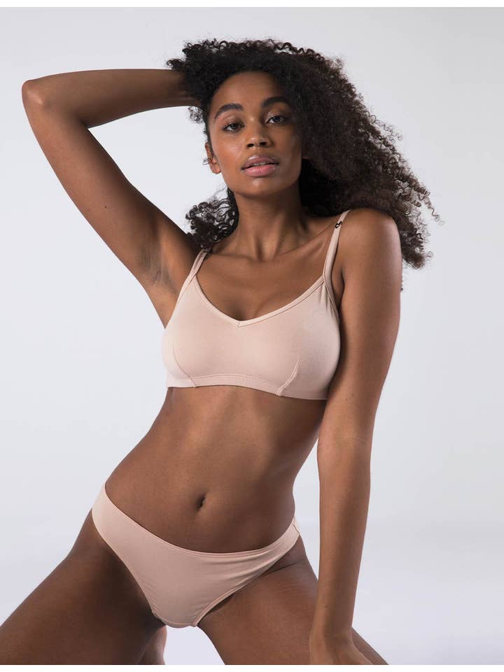 Mina Storm - Venta al por mayor Ropa interior - Mujer - Tanga Maya de algodón orgánico - Nude-Sable2