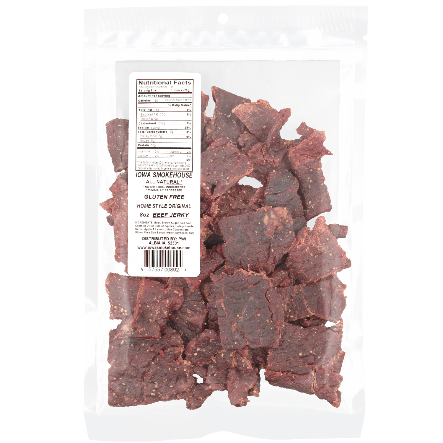 IOWA SMOKEHOUSE - Wholesale Jerky - Ranch Hand 8 oz Beef Jerky Home Style Original (6/case)1