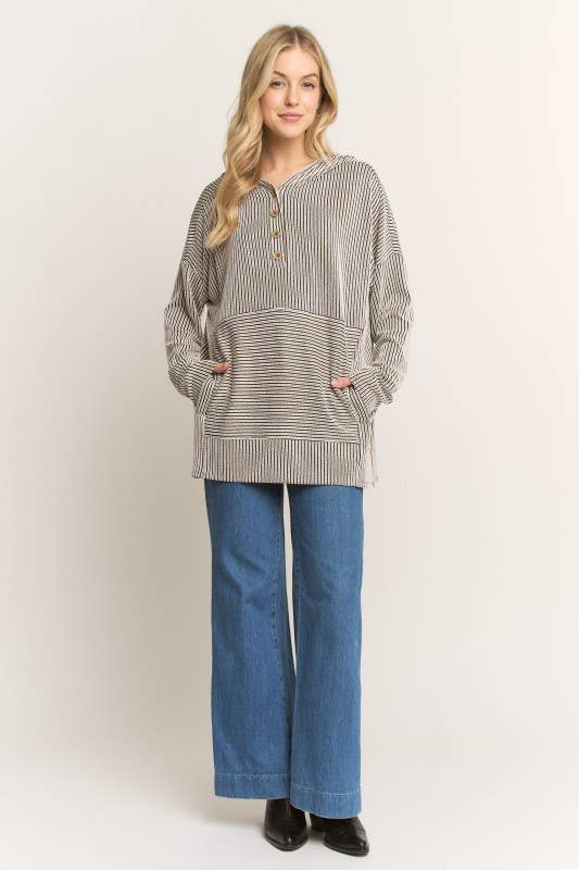 HEIMISH - Vendita all'ingrosso Tunica - Donna - ET7991-10  FELPA CON CAPPUCCIO A RIGHE URBAN RIB A MANICHE LUNGHE7