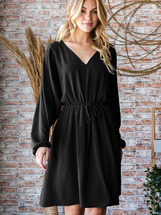 ED6797-10 MINI VESTIDO SÓLIDO por atacado de HEIMISH