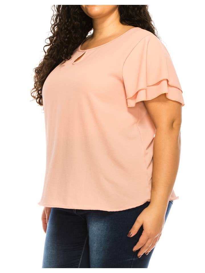 MOA COLLECTION - Wholesale Blouse - Women's - Women's Plus Size Short Sleeve Round Neck Blouse Top30