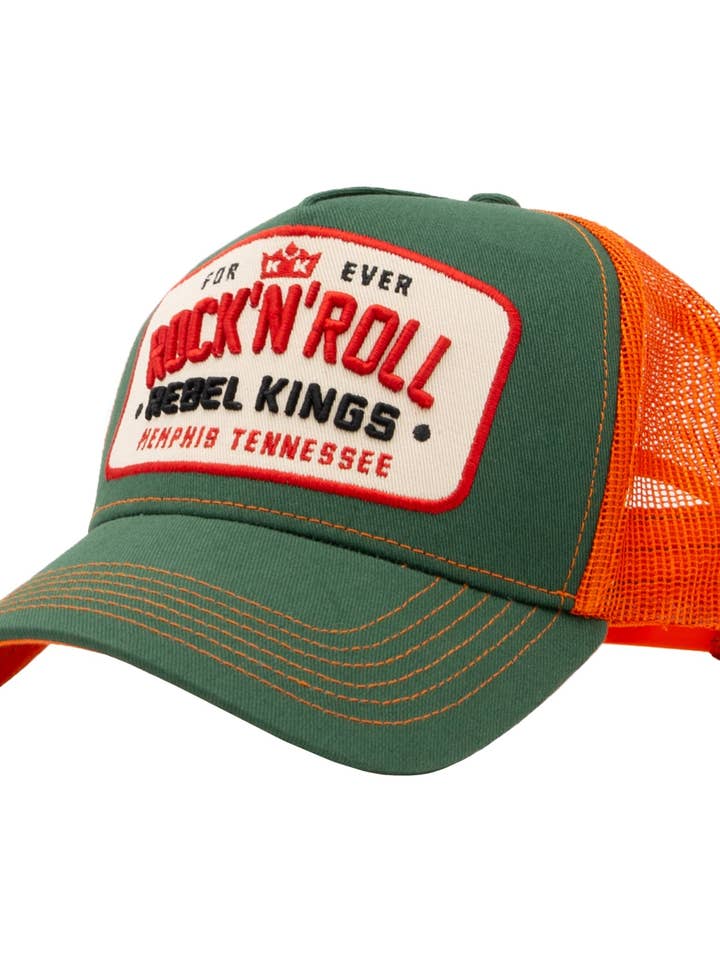 Truckerpet 'Forever Rock'n'Roll' in groen voor wholesale door KING KEROSIN