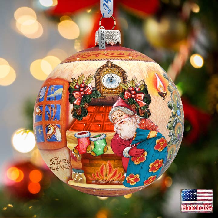 Kerst nachtglas ornament, handbeschilderd LE G.DeBrekht voor wholesale door G.DeBrekht Artistic Studios