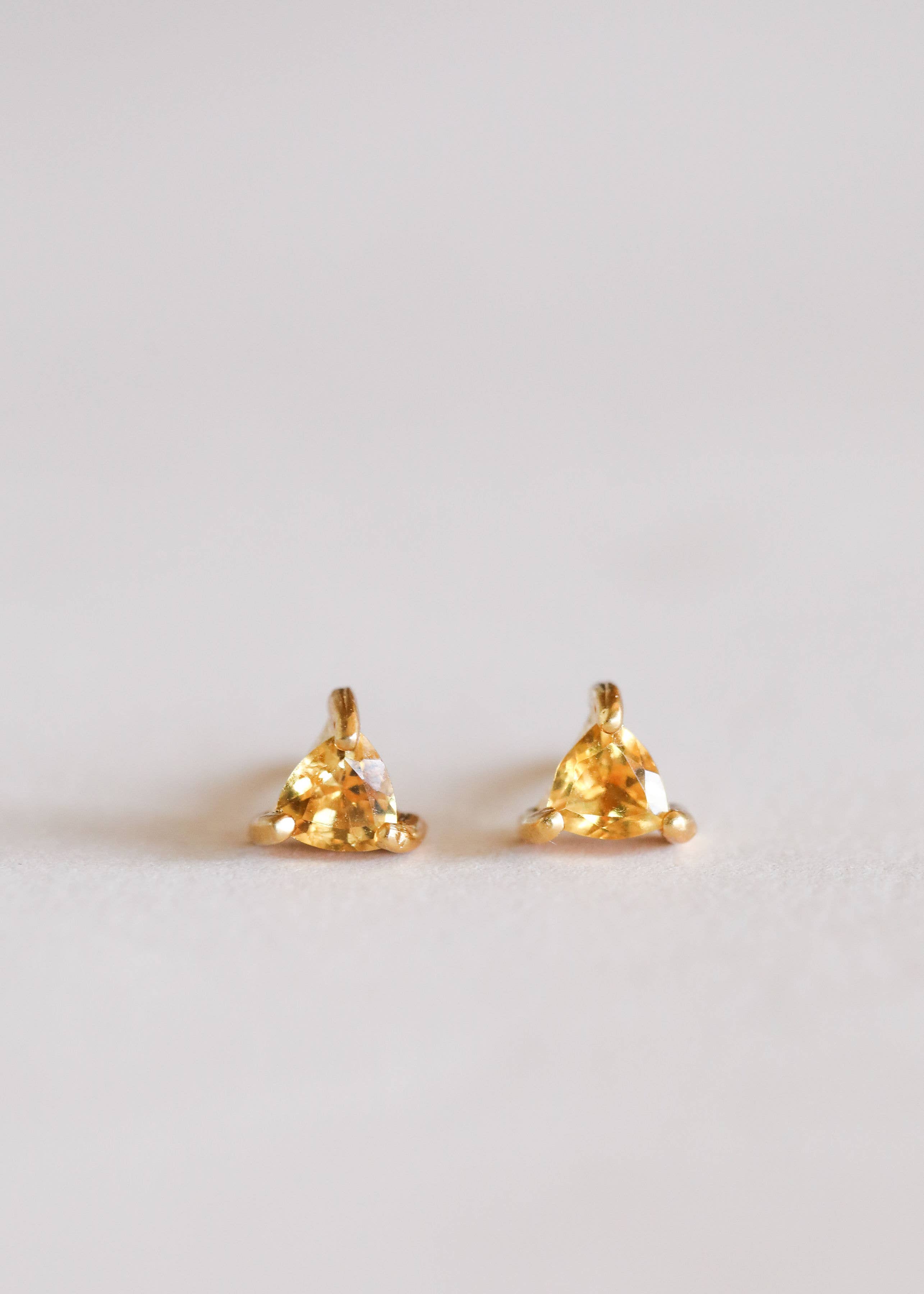 JaxKelly - Wholesale Stud/Post Earrings - Mini Energy Gem - Citrine - Gold Earrings2