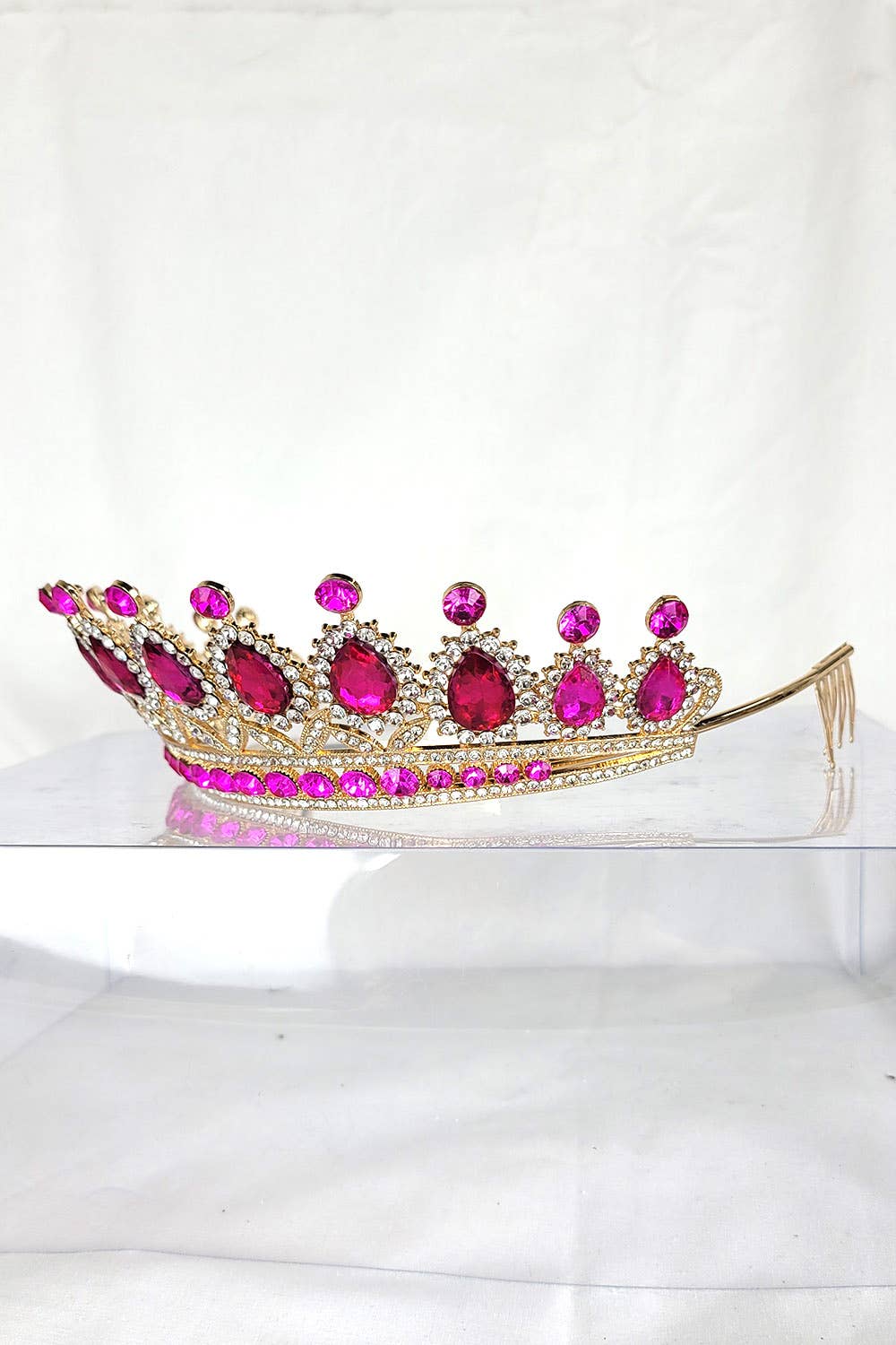 Chicas - Wholesale Tiara - Women's - One Size Fits All Metal Tiara With Jewel Rhinestones HT879-28