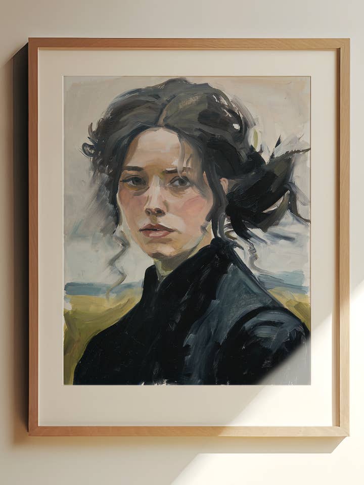 Impression d'art à l'huile originale de Jane sur papier lin. pour la vente par Carrington Moore Studio