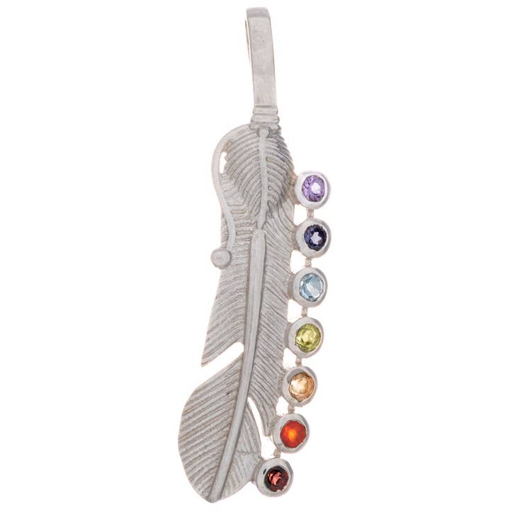 Feather Chakra Pendant w/ Semi-Precious Stones for wholesale by Kheops BLJ Jewelry