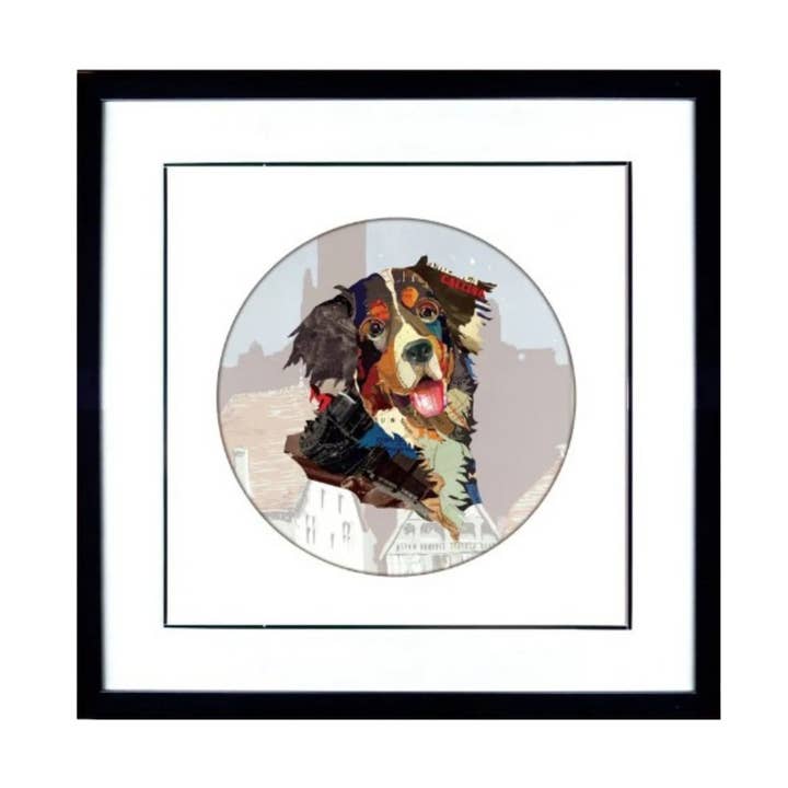 Art de collage 3D | Chien bernois (26"x26") pour la vente par Canterbury Lane