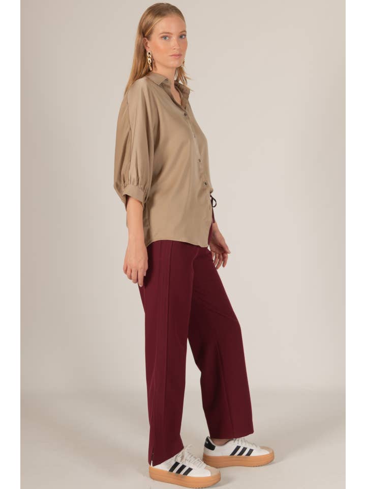 Before You Collection - Wholesale Pants - Women's - Woven Wide Leg Elastic Waist Side Slit Pants13