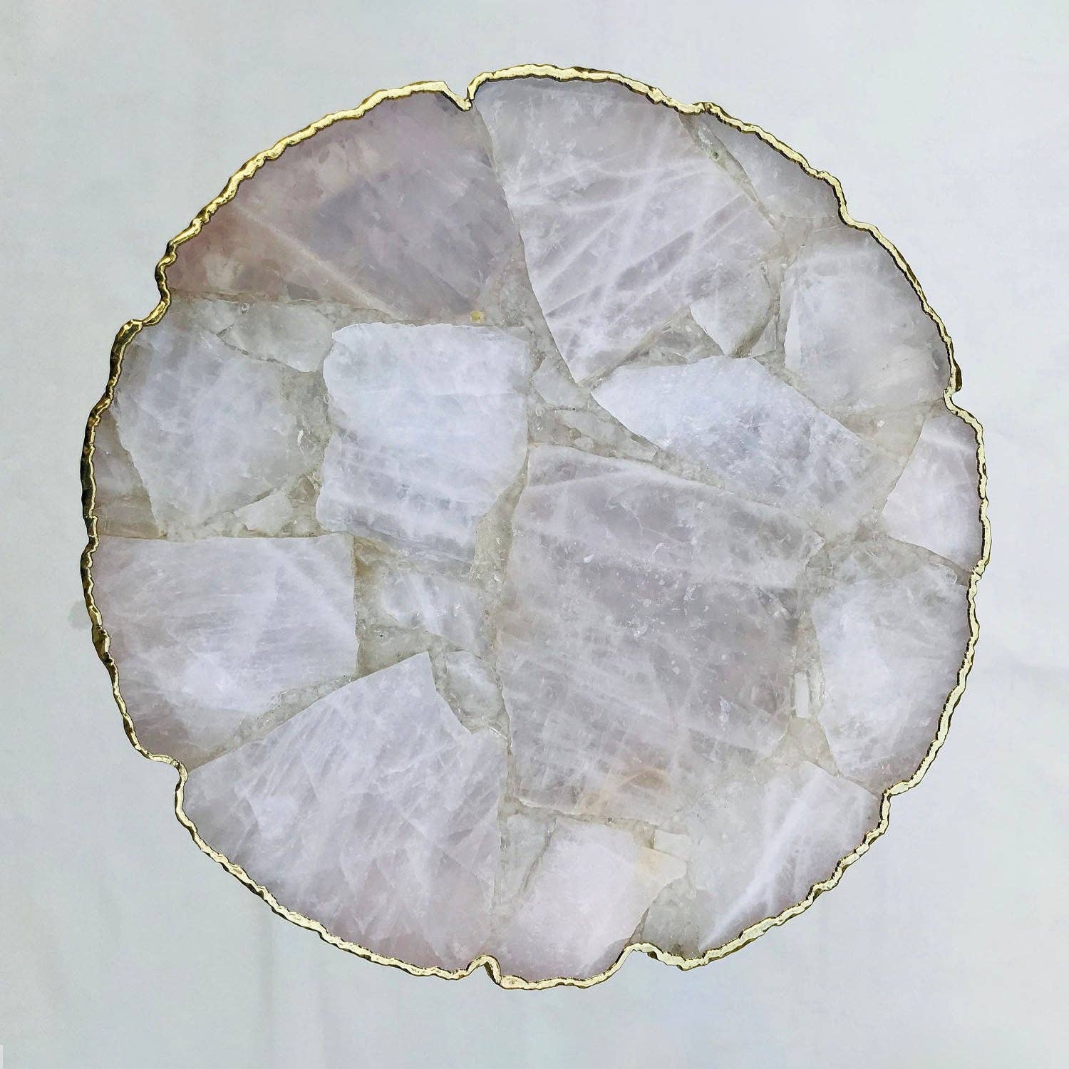 The Tangerine Store - Vendita all'ingrosso Tavolini - Tavolino laterale/caffè con bordo organico in agata e quarzo rosa1