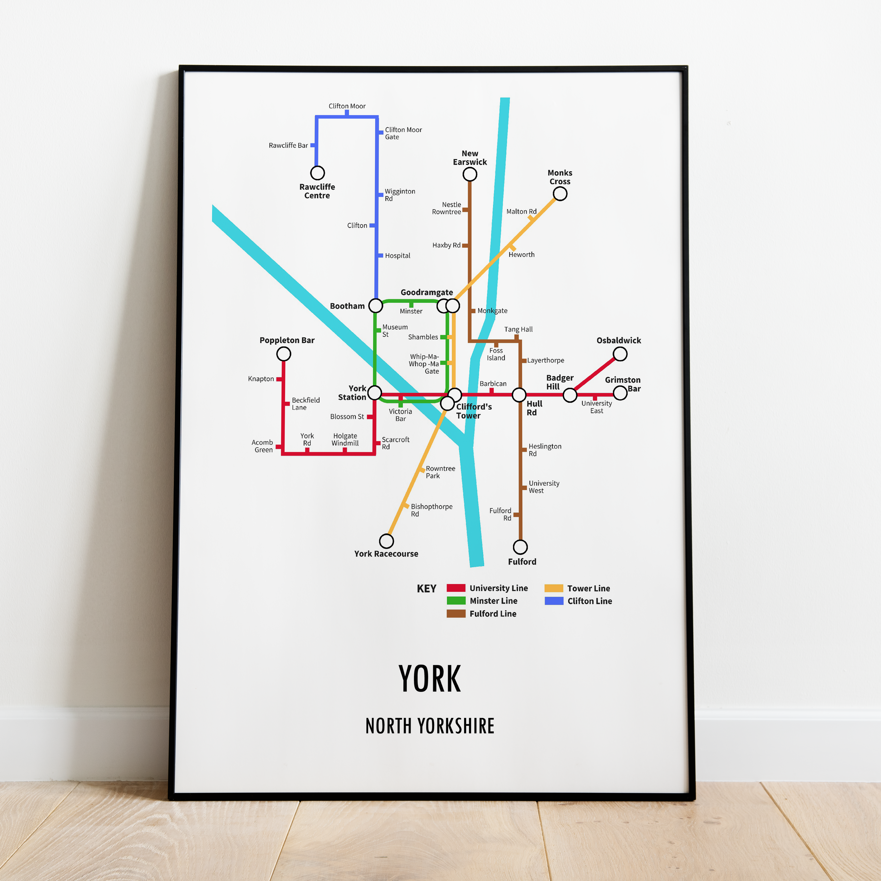 Underdog Studio – wholesale Art print – York North Yorkshire Underground Style Transport Map Print0