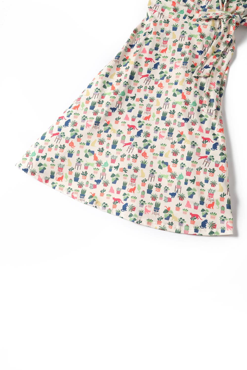 Dolly & Dotty - Vente Robe – femme - Robe portefeuille vintage inspirée des chats et des plantes en tricot crème Matilda4