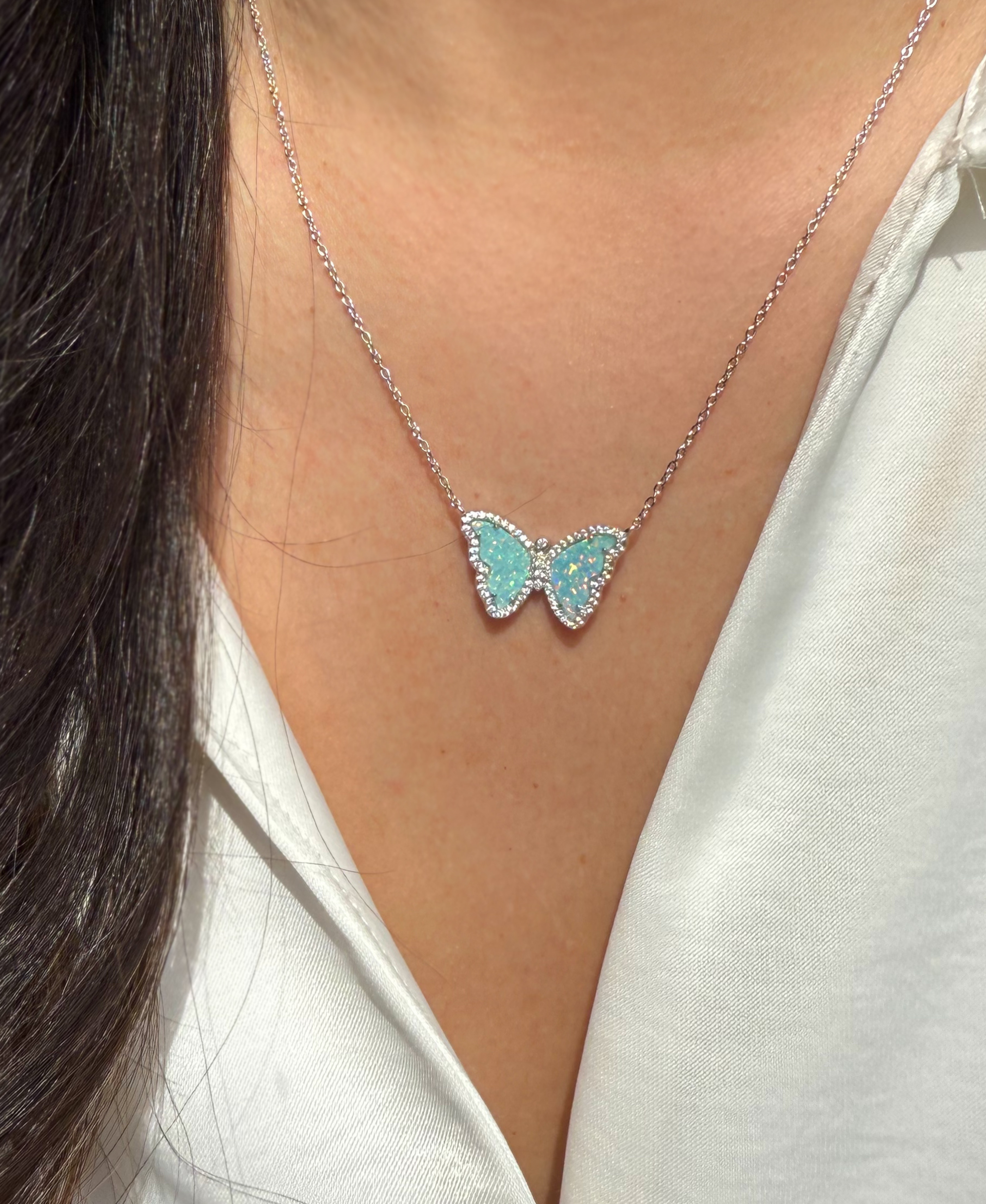 Kamaria Jewelry - Wholesale Pendant/Charm Necklace - Opal Butterfly Necklace With Crystals46