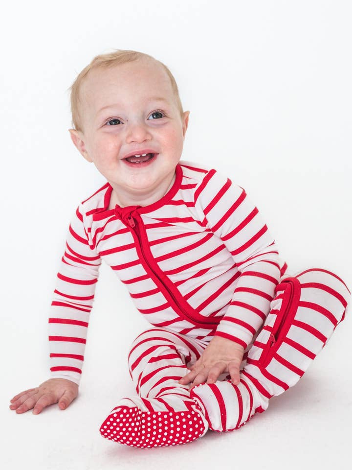SoftSnooze™ Baby Boys Cotton Modal Red & White Stripe Footed One Piece Pajama
for wholesale on Faire3
