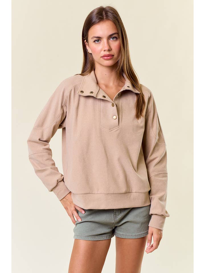 Doe and Rae - Wholesale Sweatshirt - Women's - Buttery Soft Brushed Knit Mock Neck Sweatshirt - 44637T