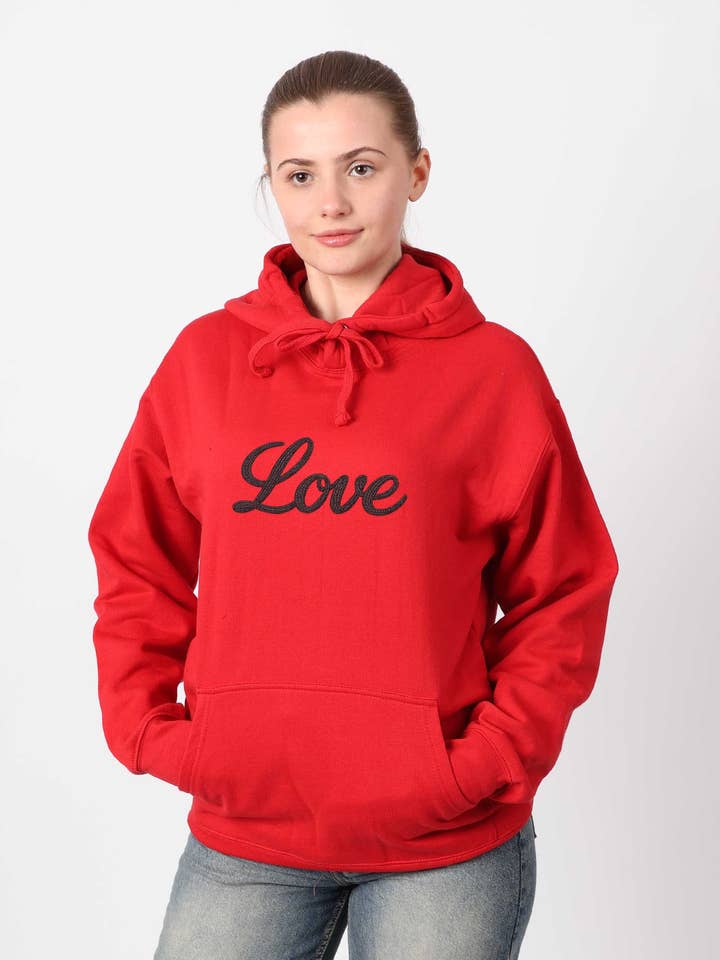 Felpa con cappuccio stampata "Love" (Confezione da 4) per la vendita all'ingrosso da parte di Missi Clothing
