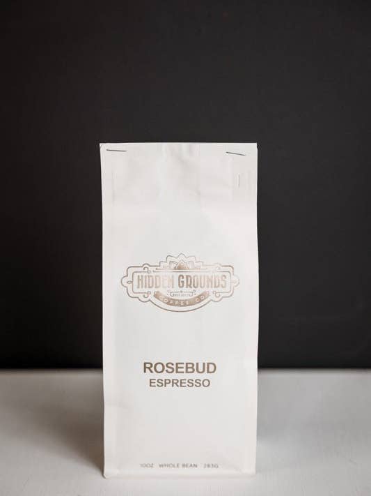 Rosebud Espresso for wholesale by Hidden Grounds Coffee Roasters
