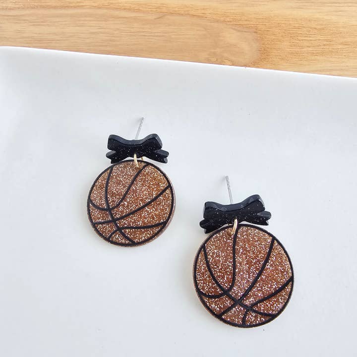 Spiffy & Splendid - Wholesale Dangle Earrings - Bow Basketball Earrings // Jewelry, Earrings, Game Day12