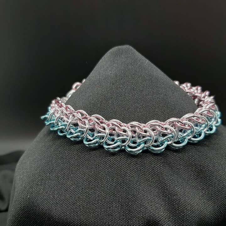 Elfweave In Blue Pink White Silver - Anodized Aluminum - Trans - Pastel - Pride - Baby Blue - Pale Pink for wholesale by Hole in the Ground Creations