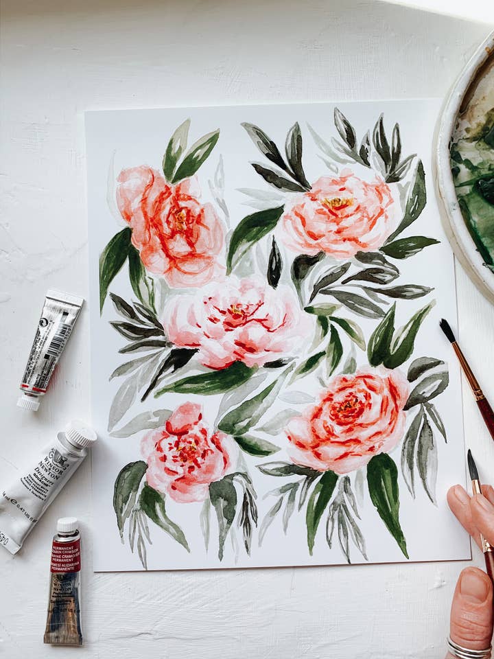 Losse pioenrozen print voor wholesale door MacaelaMade