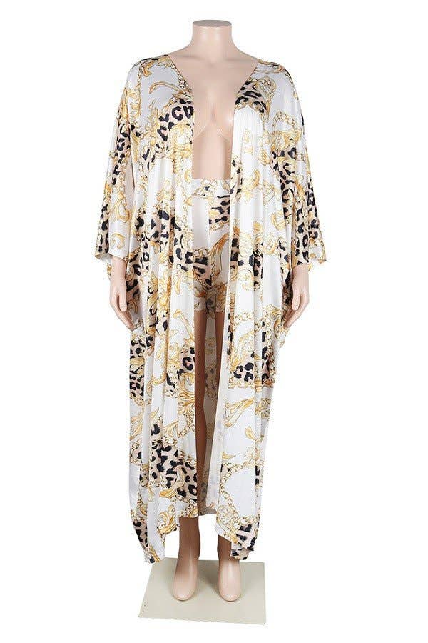 Aria Romance - Wholesale Top & Short Set (NOT Loungewear) - Women's - Cardigan Print Two-Piece Set2