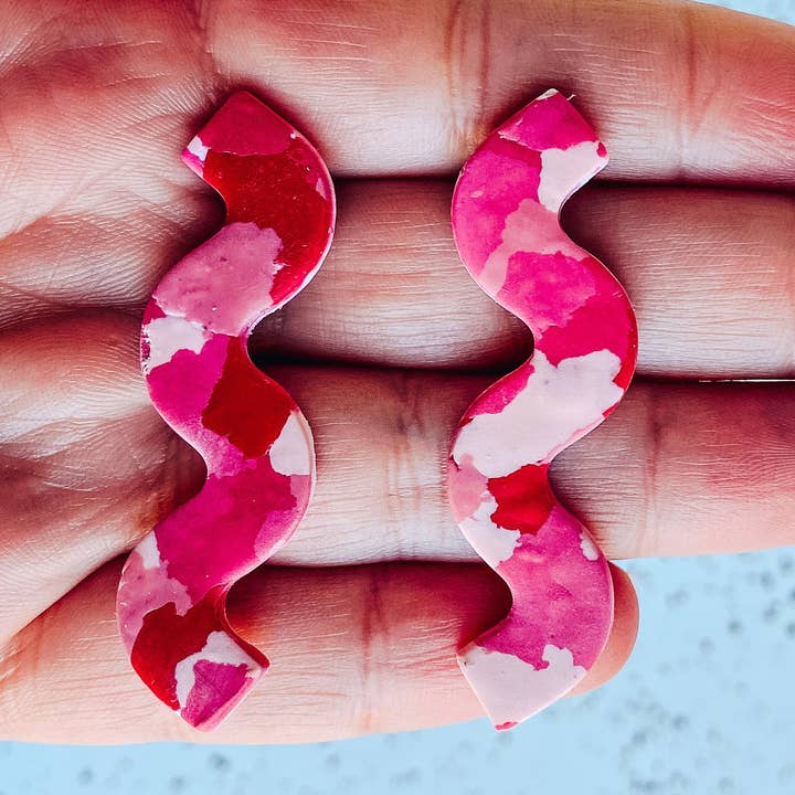 Pink Abstract Earrings, Valentines Earring, Statement Stud J for wholesale by Lauren Likes Art