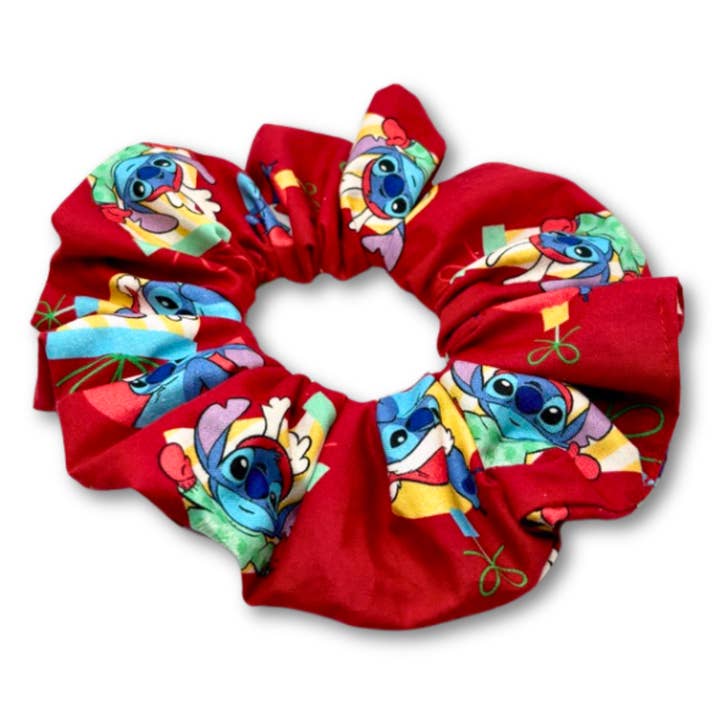 Red Stitch Christmas Scrunchie for wholesale by Enchanted Scrunch
