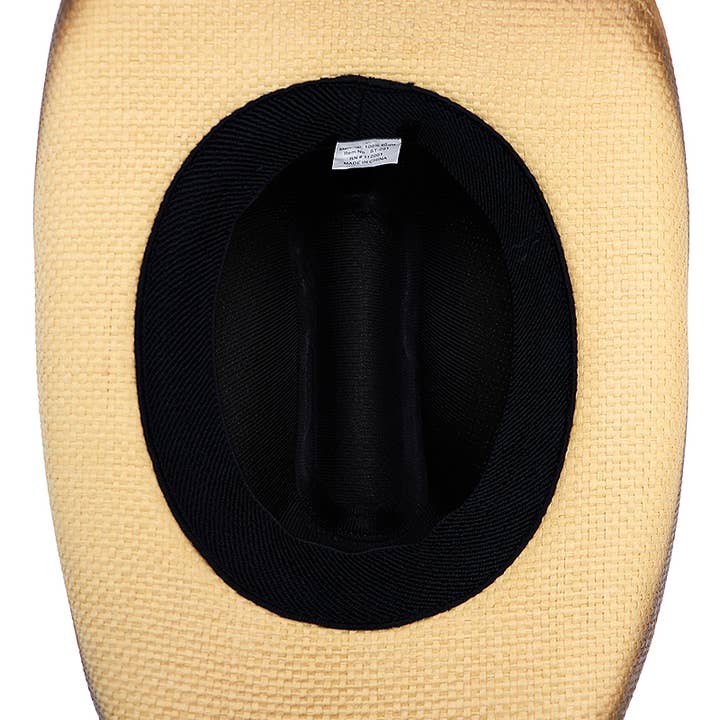 Cap Zone - Wholesale Cowboy Hat - Women's - Buffalo Skull Emblem Belt Quarterhorse Straw Cowboy Hat